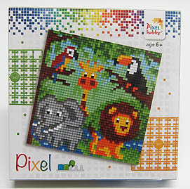 Pixel-Set 4-Quadrate-Bild Dschungeltiere